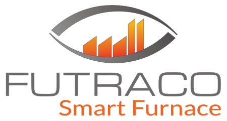Logo zum FUTRACO, einer stilisierten Fabrik in einem stilisierten Auge